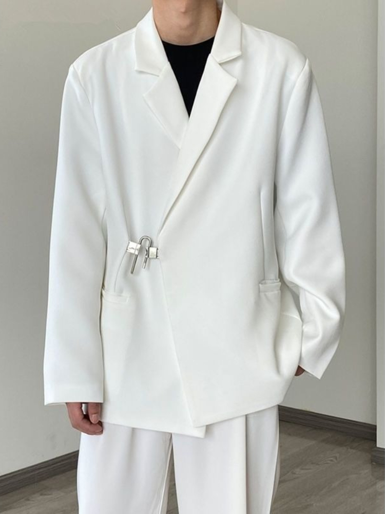 Streetwear Brand Aesthetic - Witte casual blazerset voor heren, herfst,
