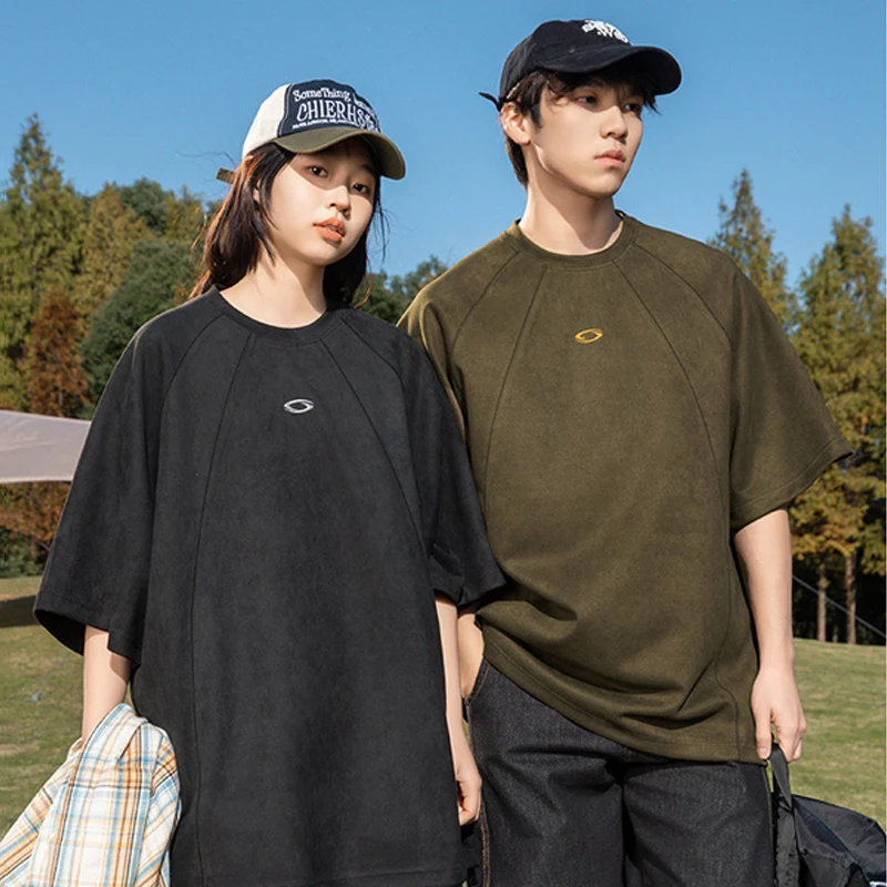 Streetwear Brand Korea - TFETTERS Merk Suède Effen Kleur T-Shirt