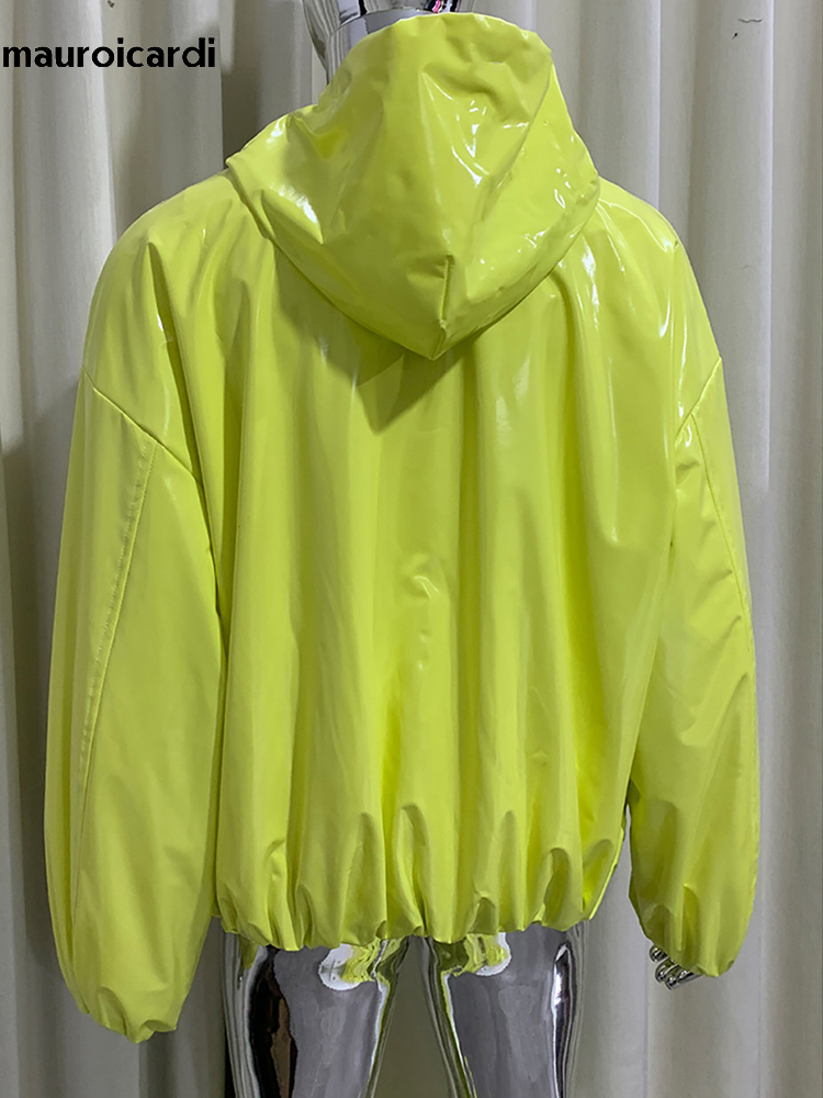 Streetwear Brand Clothing - Mauroicardi lente oversized glanzende glanzende leren