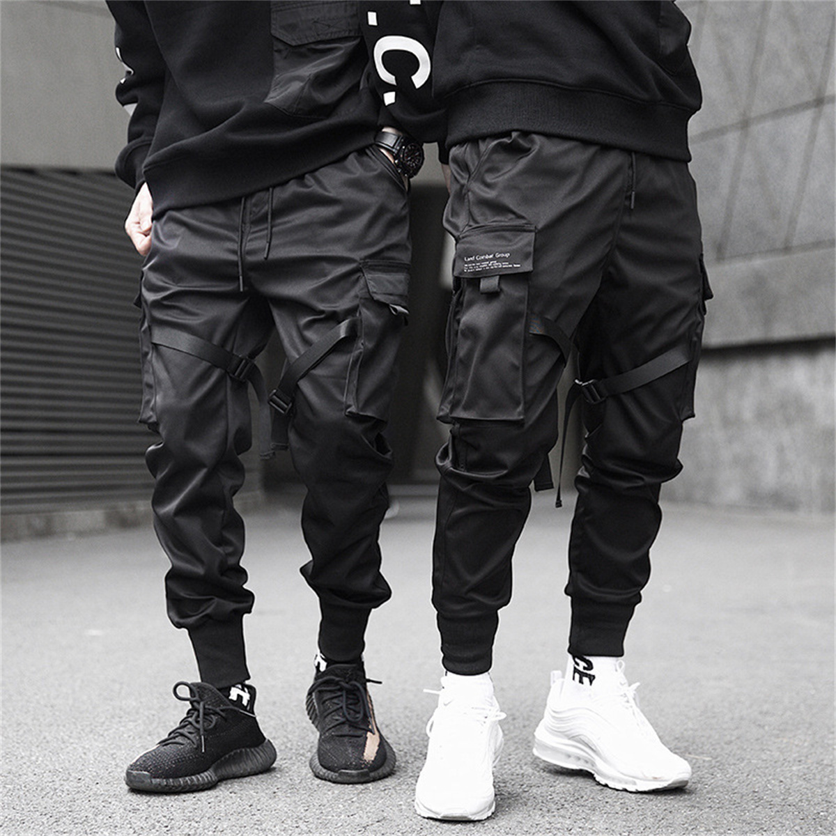 Streetwear Brand Fashion - Zwarte Hiphop Cargo Broek Zomer Veelzijdige